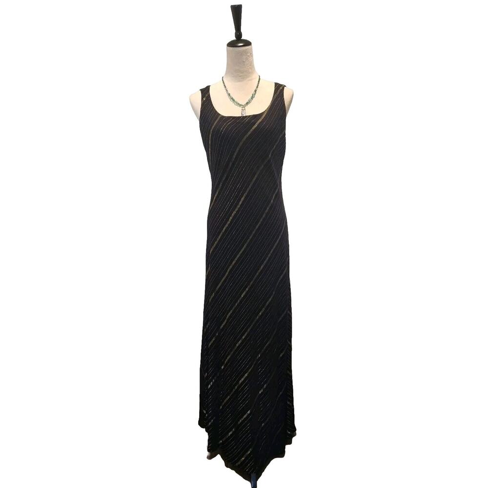 Vintage Whimsigoth 90's Los Angeles Women's Bias Cut Evening Slip Dress Black 14